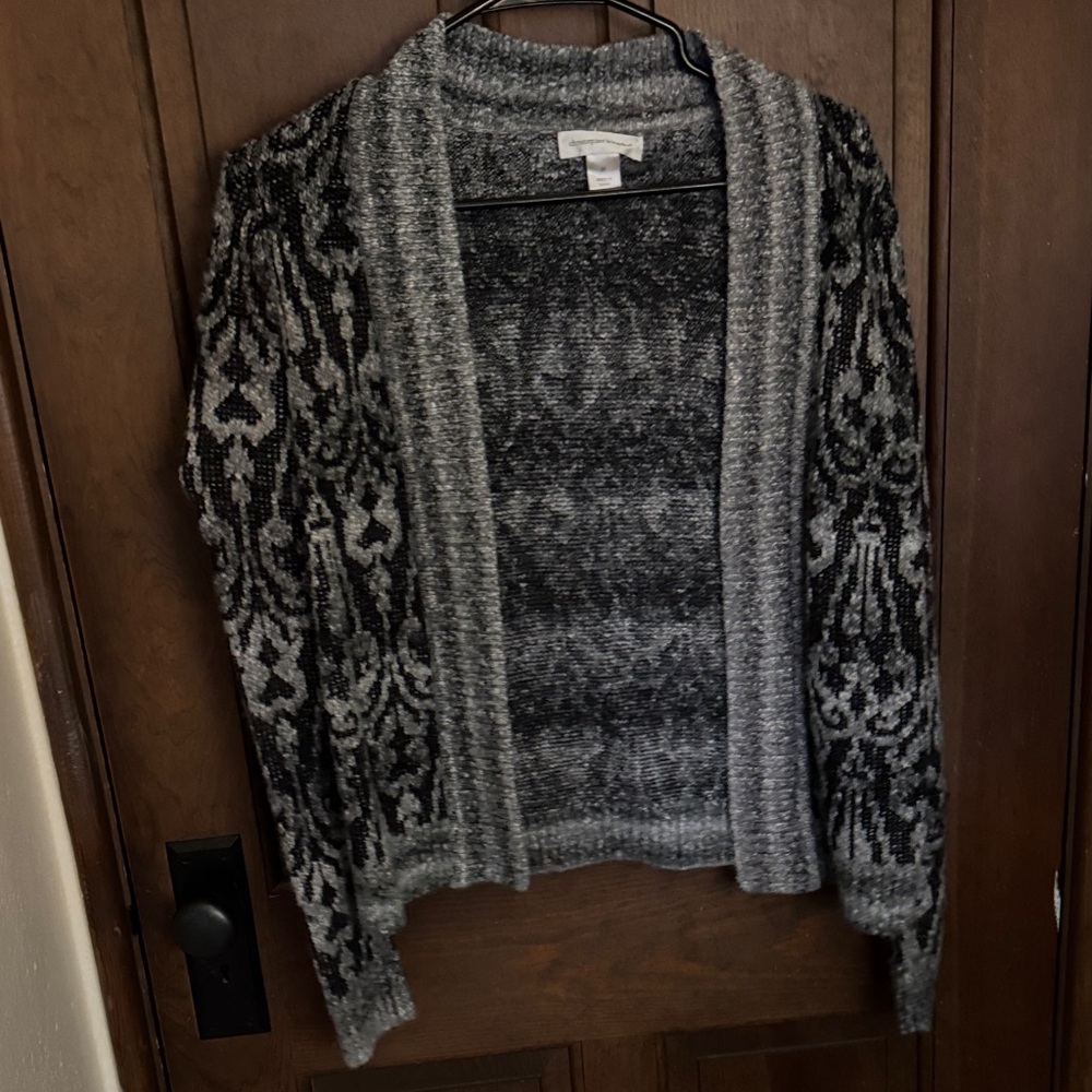 Christopher & Banks Black and Gray Patterned Cardigan